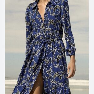Zara Navy Floral Long Sleeve Dress